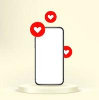 Smartphone mockup with heart pictograms vector