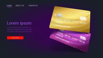 Plastic credit cards. Web banner template vector