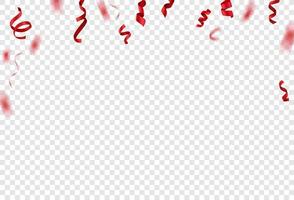 cintas voladoras de seda roja sobre fondo transparente. ilustración vectorial realista con espacio de copia. plantilla de banner vector