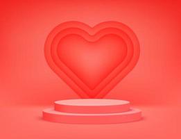 Bright red scene with heart shape. Vector anner with copy space