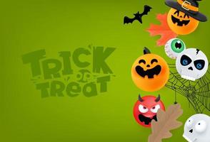 Halloween banner with cartoon characters. Trick or treat vector