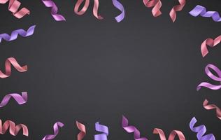 Abstract violet background with metallic ribbons vector