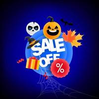 venta de halloween fuera. banner de vector con personajes de halloween