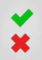 Good and bad check marks vector set isolated on transparent background