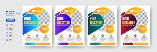 Plantilla de póster de volante de admisión de educación de niños de escuela en línea creativa y moderna vector