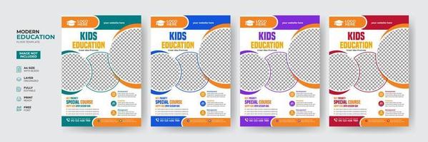 Creative and modern online school kids education admission flyer poster template vector