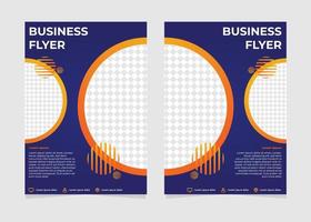 Plantilla de volante de negocios degradado de círculo azul y naranja. vector