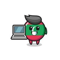 Mascot Illustration of maldives flag badge with a laptop vector