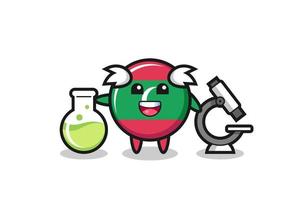 Mascot character of maldives flag badge as a scientist vector