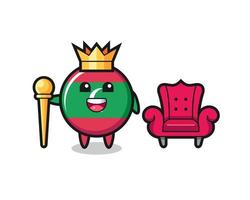 Mascot cartoon of maldives flag badge as a king vector