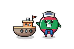 Character mascot of maldives flag badge as a sailor man vector