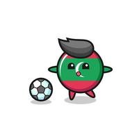 Illustration of maldives flag badge cartoon is playing soccer vector