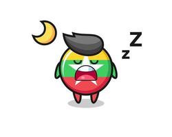 myanmar flag badge character illustration sleeping at night vector