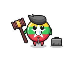 Illustration of myanmar flag badge mascot as a lawyer vector