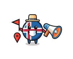personaje de dibujos animados de la bandera de islandia como guía turístico vector