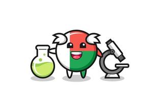 Mascot character of madagascar flag badge as a scientist vector