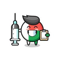 Ilustración de la mascota de la insignia de la bandera de Madagascar como médico vector