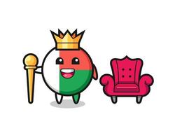 Mascot cartoon of madagascar flag badge as a king vector