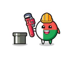 Character Illustration of madagascar flag badge as a plumber vector