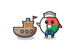 Character mascot of madagascar flag badge as a sailor man vector