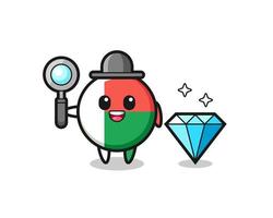 Illustration of madagascar flag badge character with a diamond vector