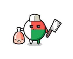 Illustration of madagascar flag badge character as a butcher vector