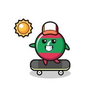 maldives flag badge character illustration ride a skateboard vector