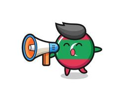 maldives flag badge character illustration holding a megaphone vector