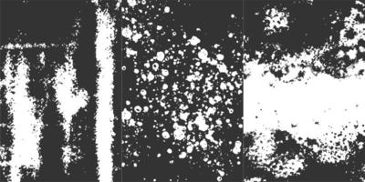 Three different black and white texture vector. Camouflage, Stippled and Grunge background illustration. vector