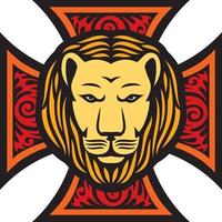 Lion Head and Iron Cross vector