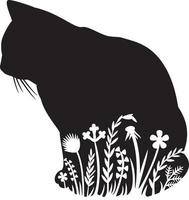 gato floral en capas vector