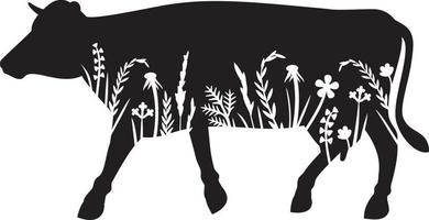 Floral Cow Icon vector