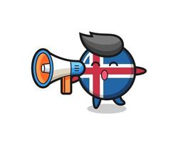 ilustración de personaje de bandera de islandia sosteniendo un megáfono vector