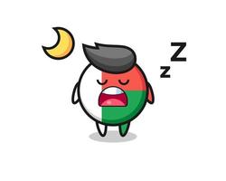 madagascar flag badge character illustration sleeping at night vector