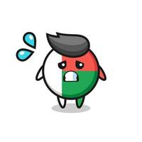 madagascar flag badge mascot character with afraid gesture vector