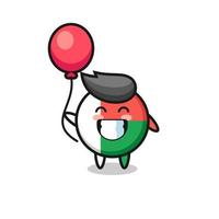 madagascar flag badge mascot illustration is playing balloon vector
