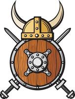 Viking Helmet and Crossed Swords vector