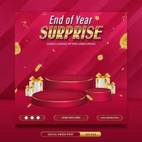 End of year surprise contest invitation social media banner template with abstract background vector