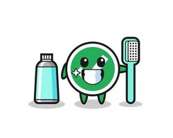 Ilustración de mascota de marca de verificación con un cepillo de dientes vector