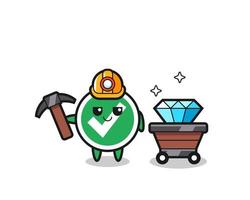 Character Illustration of check mark as a miner vector