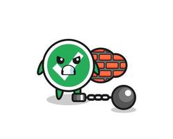 Character mascot of check mark as a prisoner vector