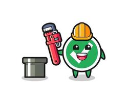 Character Illustration of check mark as a plumber vector