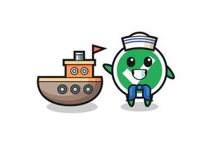 Character mascot of check mark as a sailor man vector