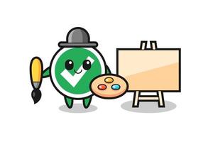 Illustration of check mark mascot as a painter vector