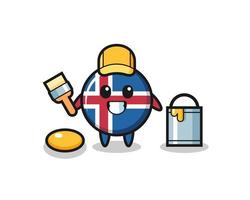 ilustración de personaje de la bandera de islandia como pintor vector