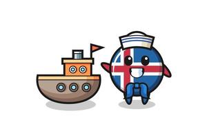 mascota de carácter de la bandera de islandia como un marinero vector