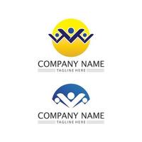 Human and people logo design Community care icon vector