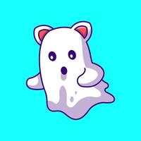 Cute Ghost Cartoon Illustration. Halloween Flat cartoon Style Concept vector