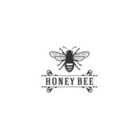 honey bee logo template in white background vector