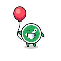 check mark mascot illustration is playing balloon vector